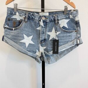 NWT One Teaspoon Bandits Low waist Denim Shorts in Starwash Blue Sz 31 Stars FP